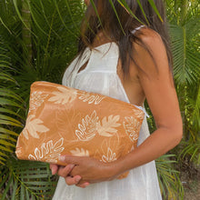 Load image into Gallery viewer, &#39;Ulu brown pouch, design inspired by Hawai&#39;i, in a neutral brown to match with every outfit
